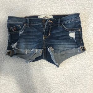 Short low rise jean shorts.